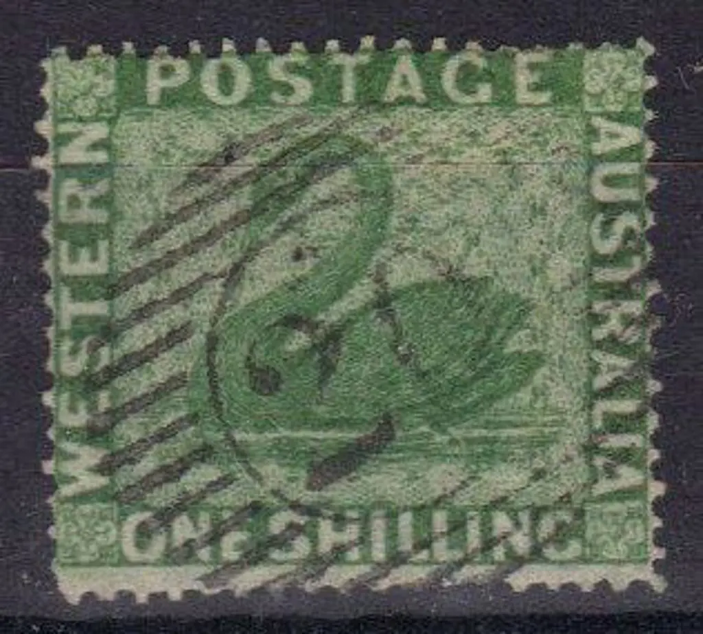 1861 1/- yellow green clean cut perf. 14-16 superb ... Image 1++