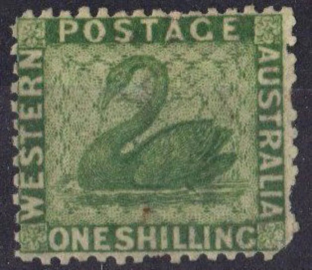 1865 1/- bright green Perf. 12½. MLH with blunt ... Image 1++