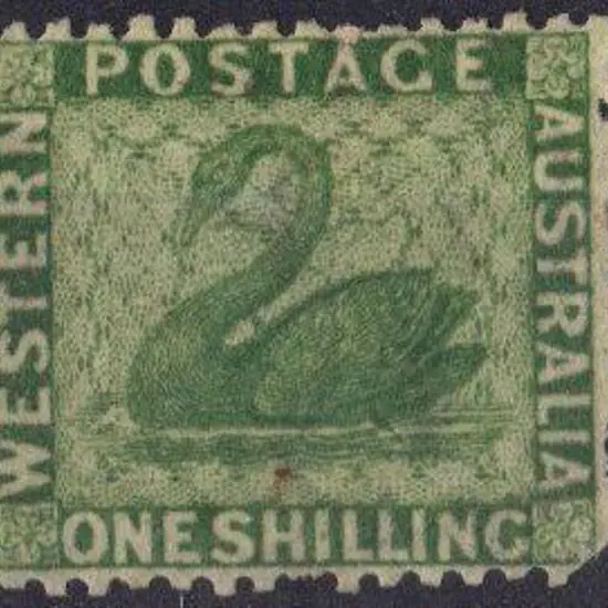 1865 1/- bright green Perf. 12½. MLH with blunt ...