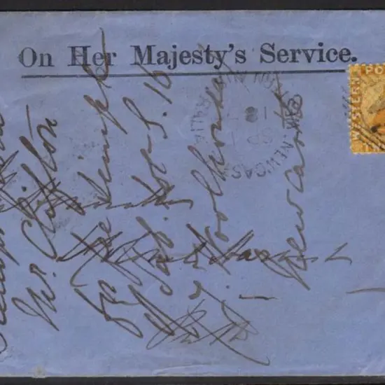 1873 (Sept) OHMS cover bearing 2d yellow engraved ...