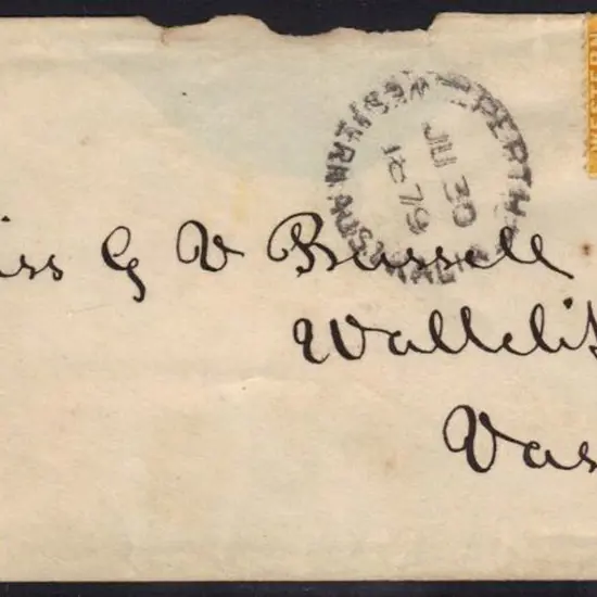 1879 cover (small) to Miss G.D. Bussell, ...