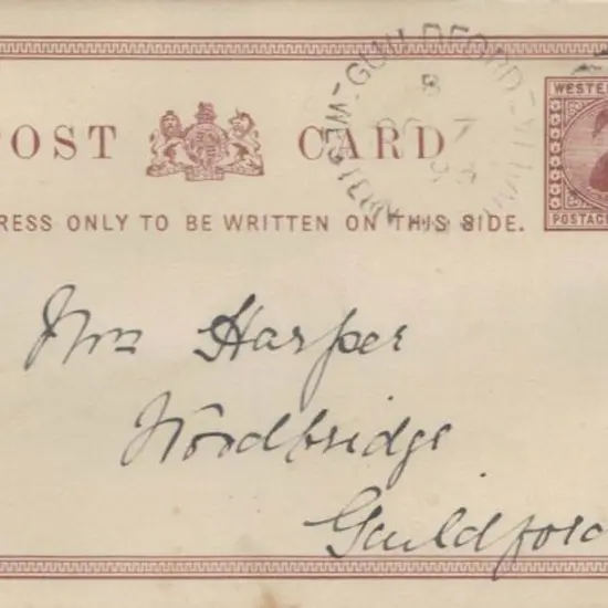 1893 (7th Oct) Guildford DxL 2b on ½d swan ...