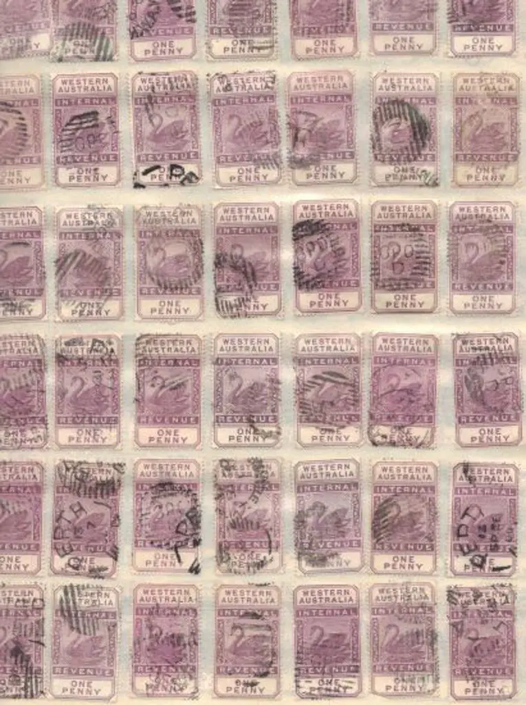 1893 lilac Postal Fiscals mounted on leaves ... Image 1++