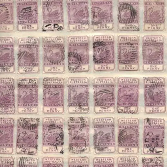 1893 lilac Postal Fiscals mounted on leaves ...