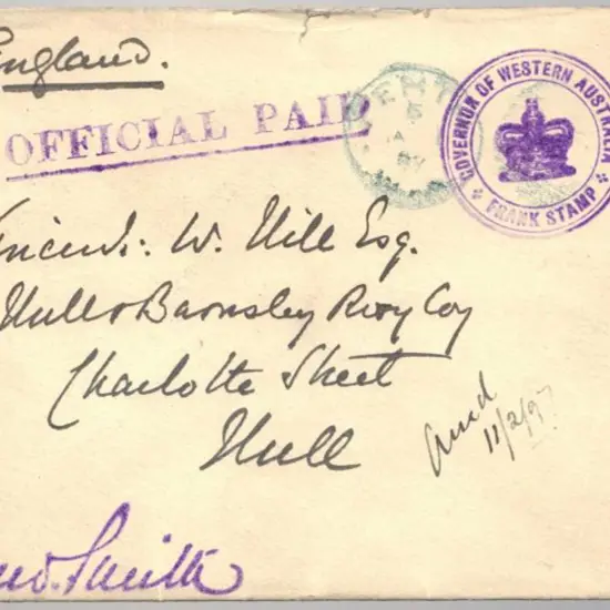 1897 Coat of Arms Envelope addressed to Hull with ...