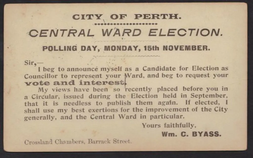 1897 (8th Nov) ½d brown Post Card with PERTH WA ... Image 1++