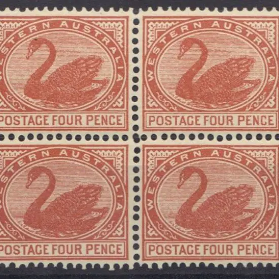 1903 4d chestnut block of 4 MUH. SG 119 Cat. £90+