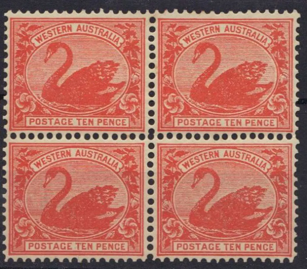 1903 10d red block of 4. MVLH on top units, one of ... Image 1++