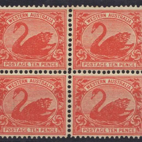 1903 10d red block of 4. MVLH on top units, one of ...