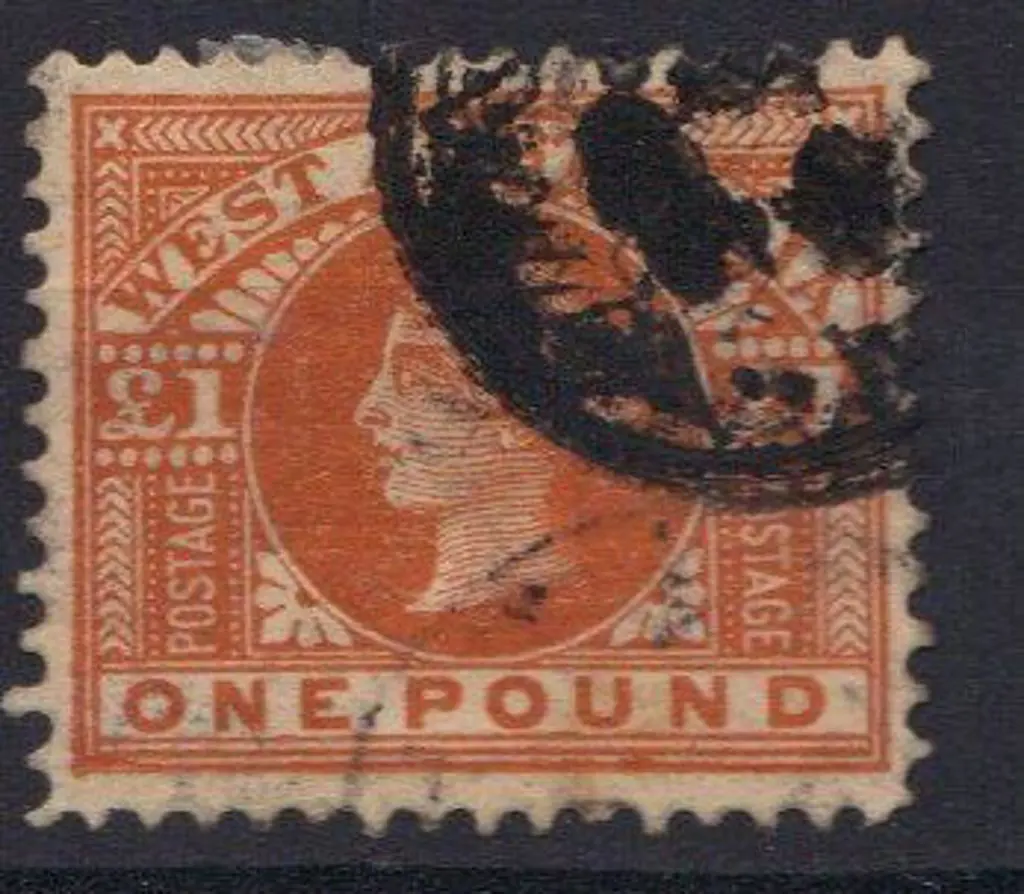 1902 £1 orange brown used with splodge cancel ... Image 1++
