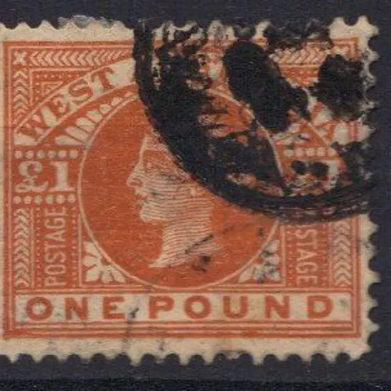 1902 £1 orange brown used with splodge cancel ...