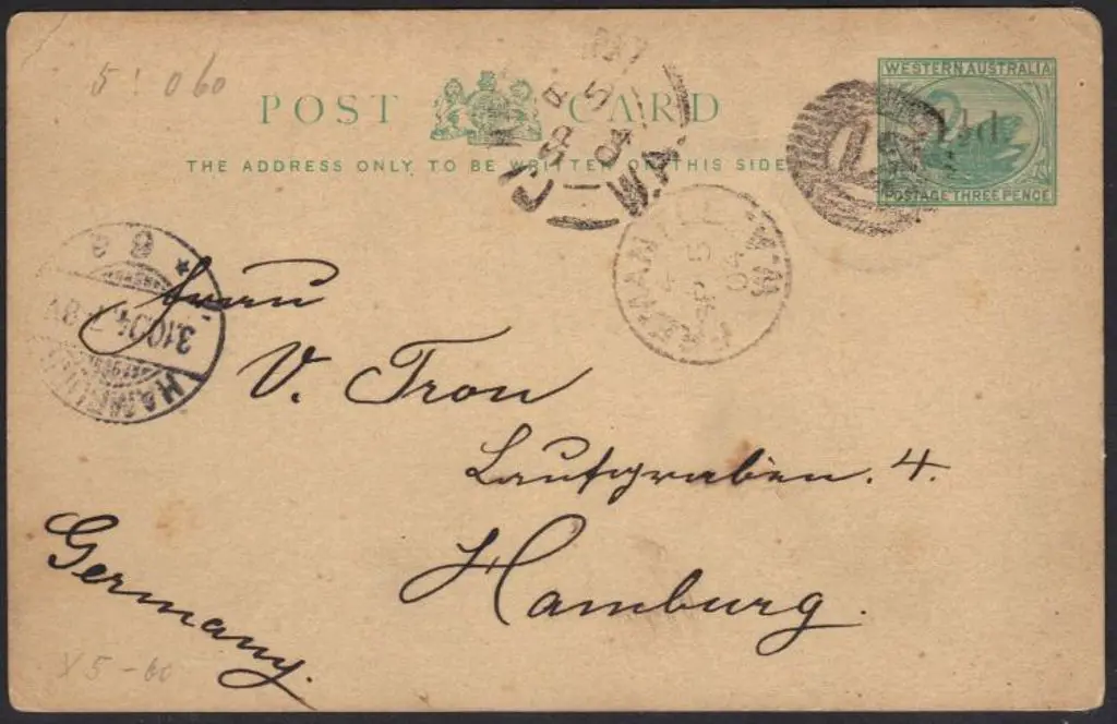 1904 (5th Sept) 1½d swan postcard (PC5) addressed ... Image 1++