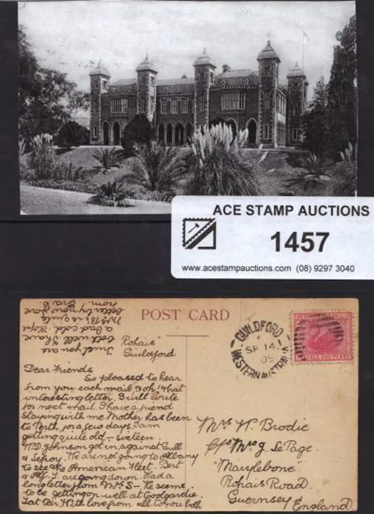 1908 (14th Sept) Guildford DUPO-A tied 1d swan to ... Image 1++