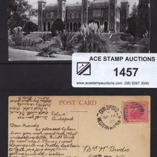 1908 (14th Sept) Guildford DUPO-A tied 1d swan to ...