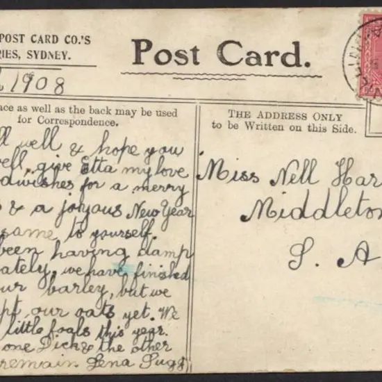1908 (5th Dec) Woodanilling 3b full & fine cds ...