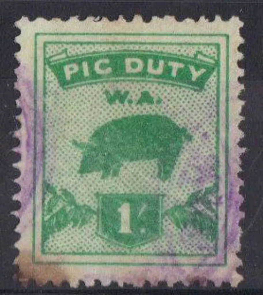 1/- Pig Duty green revenue used with indistinct ... Image 1++