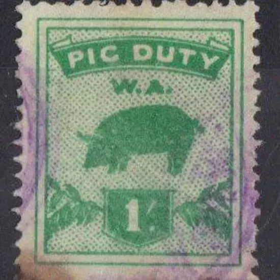 1/- Pig Duty green revenue used with indistinct ...