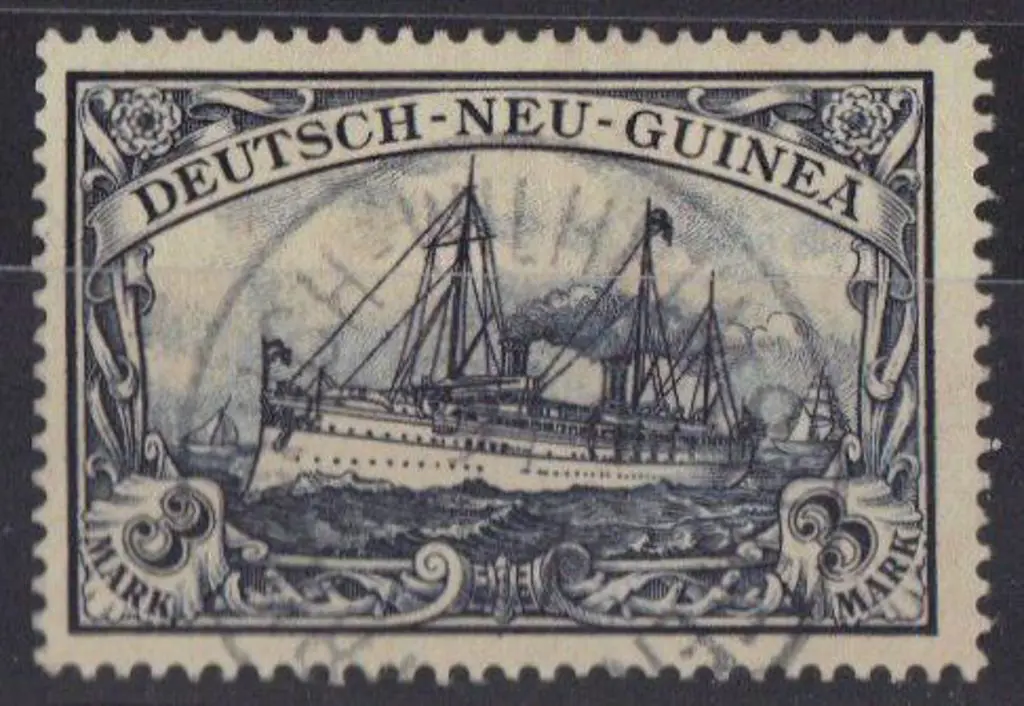 New Guinea – German 1901 3mk Yacht. F/U SG 18 Cat. ... Image 1++