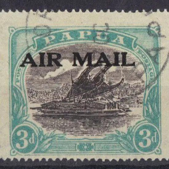 Papua 1929 3d sepia-black & bright blue-green AIR ...