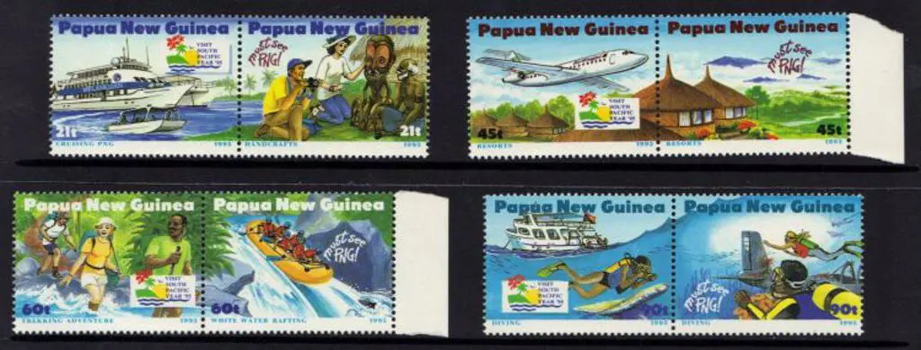 PNG 1995 Tourism set of 4 pairs with missing ... Image 1++
