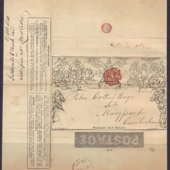 1840 1d Mulready lettersheet fine used with neat ...