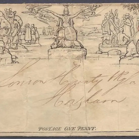 1840 1d Mulready lettersheet used with red Maltese ...