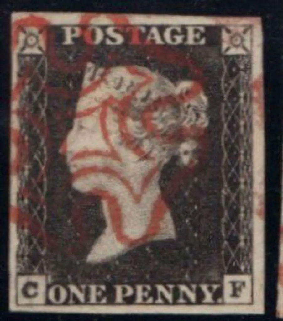 1840 1d black Plate 1a with characteristic blurred ... Image 1++