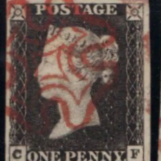 1840 1d black Plate 1a with characteristic blurred ...