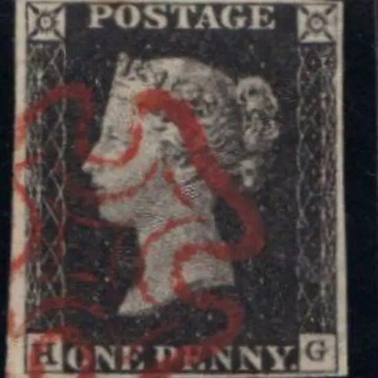 1840 1d black Plate 1b. Fine used with neat red ...