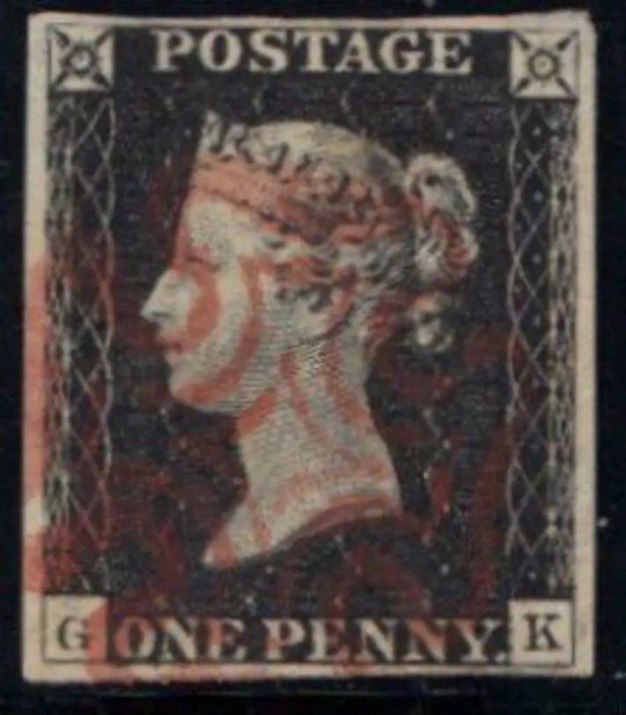 1840 1d black Plate 1b. Cancelled by central red ... Image 1++