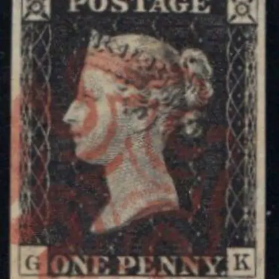 1840 1d black Plate 1b. Cancelled by central red ...