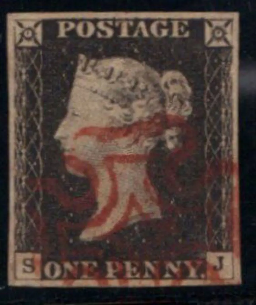 1840 1d black Plate 2. Cancelled by a strong red ... Image 1++