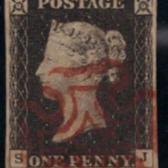 1840 1d black Plate 2. Cancelled by a strong red ...