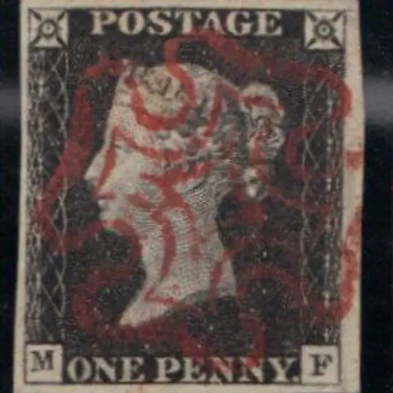 1840 1d black Plate 2. Cancelled by a complete ...