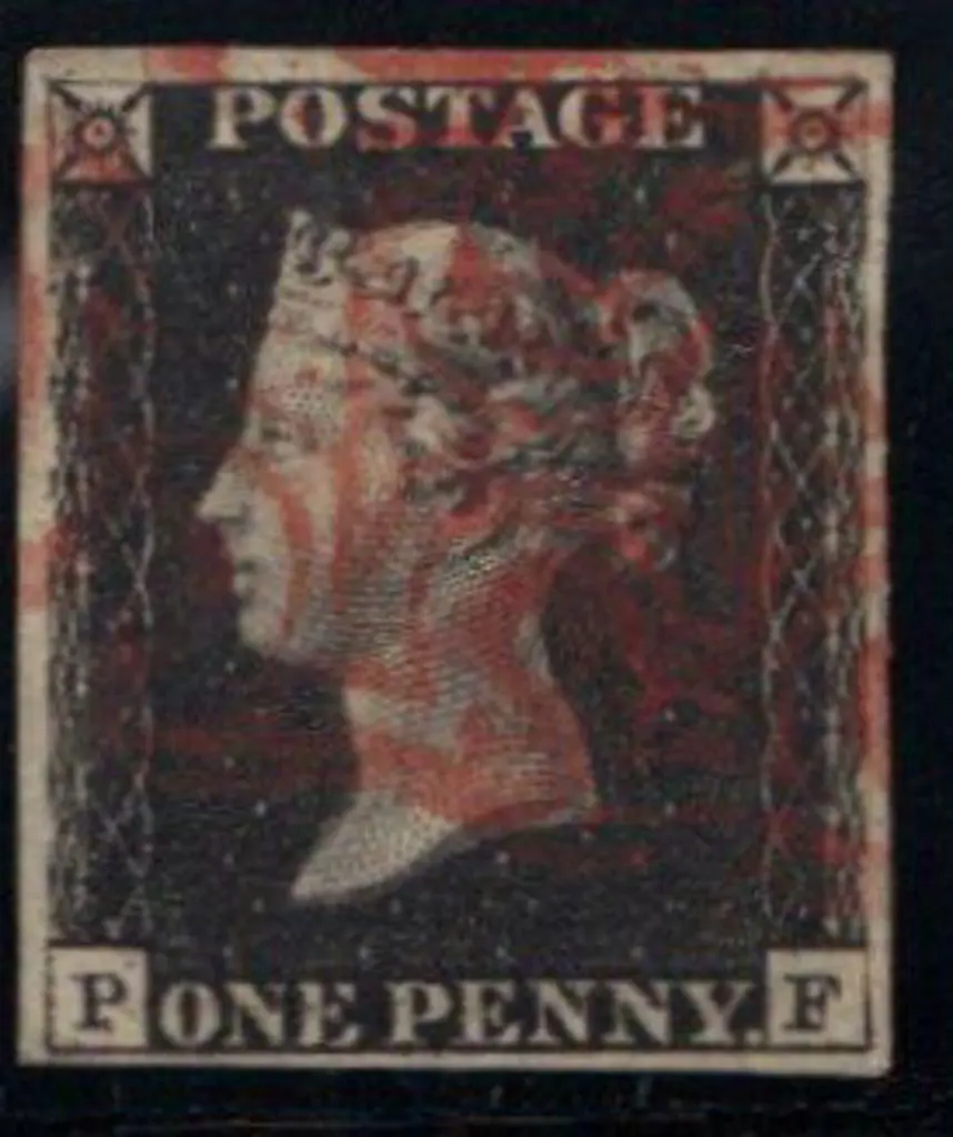 1840 1d black Plate 4. Cancelled by 2 red Maltese ... Image 1++