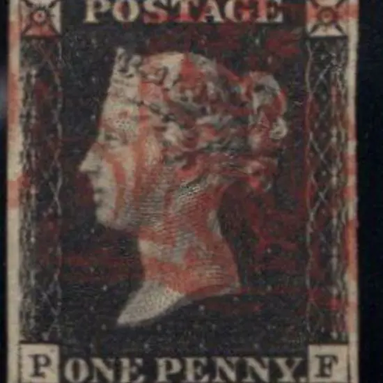 1840 1d black Plate 4. Cancelled by 2 red Maltese ...