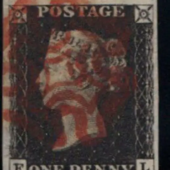 1840 1d black Plate 4. Cancelled by an almost ...