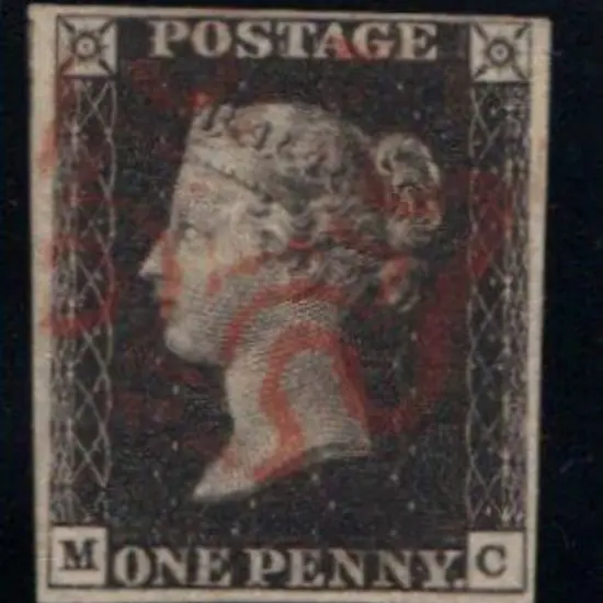 1840 1d black Plate 5. Fine used with a light red ...