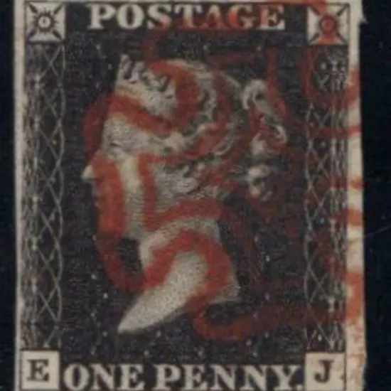 1840 1d black Plate 6. Cancelled by a clean red ...