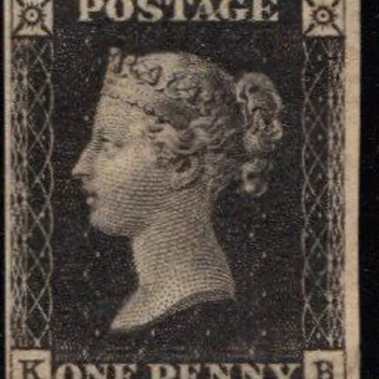 1840 1d black Plate 6. Lettered KB with 4 close to ...