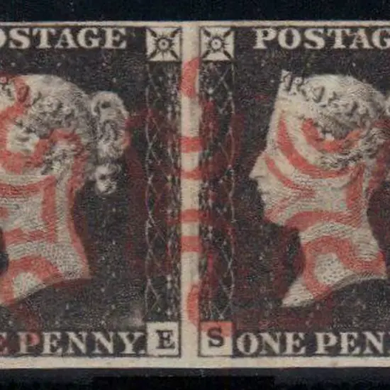 1840 1d grey-black (worn plate) Plate 1a horiz ...