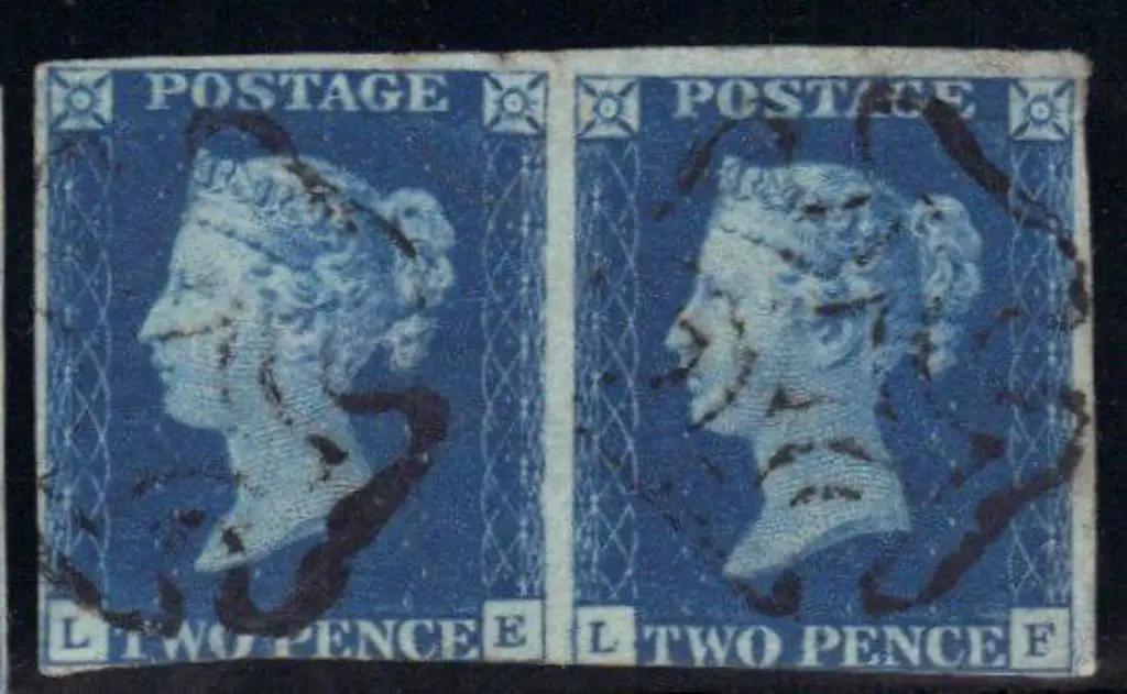 1840 2d blue horiz pair fine used by light Maltese ... Image 1++