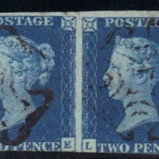 1840 2d blue horiz pair fine used by light Maltese ...