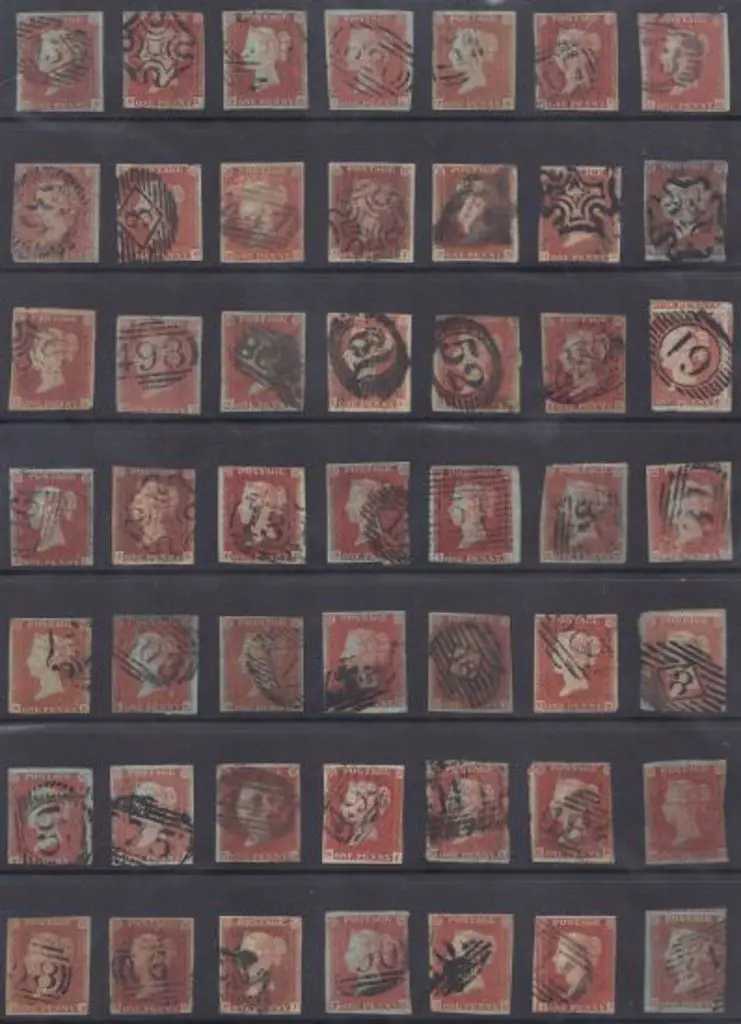 1841 1d red brown imperf used range of 49 in mixed ... Image 1++