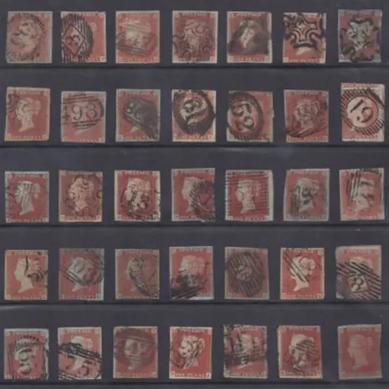 1841 1d red brown imperf used range of 49 in mixed ...