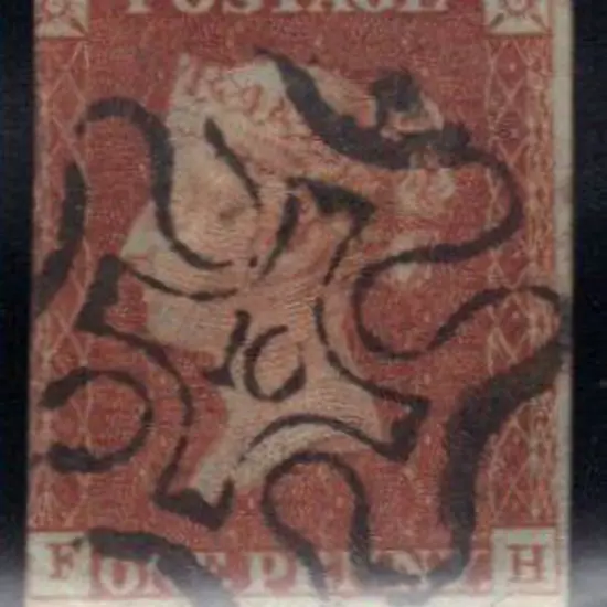 1841 1d red brown imperfs pmkd by Maltese Cross ...