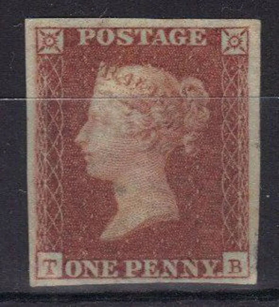 1841 1d deep red brown QV on blued paper with 4 ... Image 1++