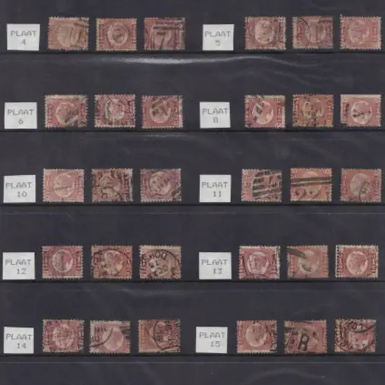 1870 ½d rose & rose-red QV used sorted by plate ...