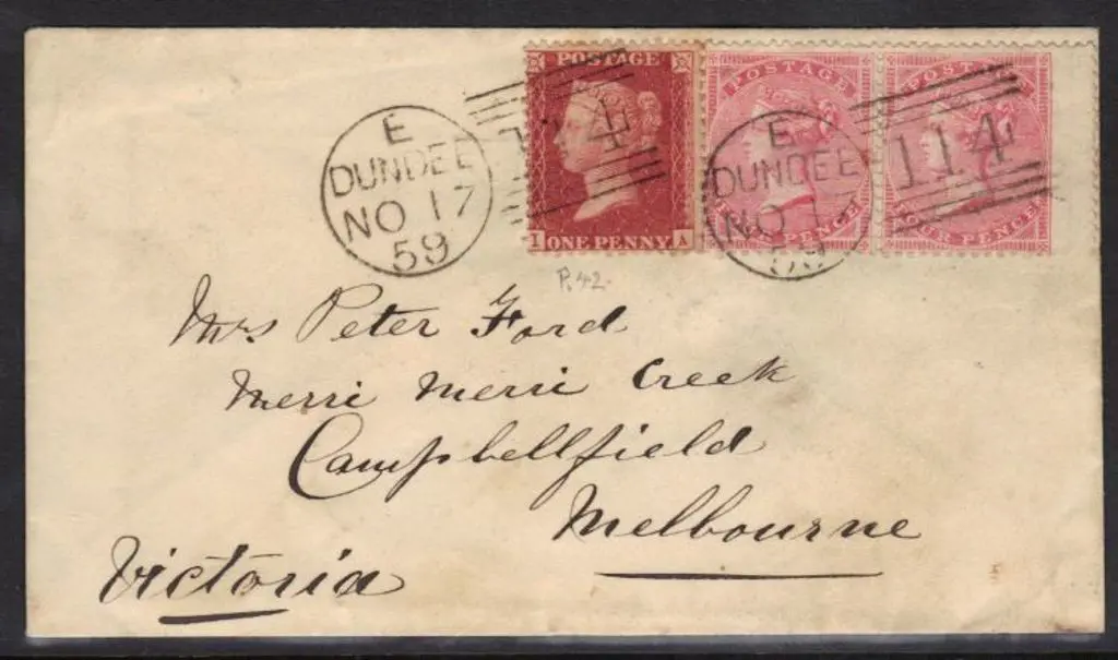 1859 (17th Nov) 4d rose QV pair with wing margin ... Image 1++