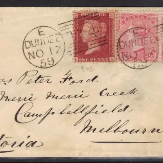 1859 (17th Nov) 4d rose QV pair with wing margin ...